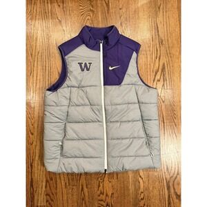 Nike Washington Huskies NCAA Puffer Vest Insulated Full Zip XL Grey Purple